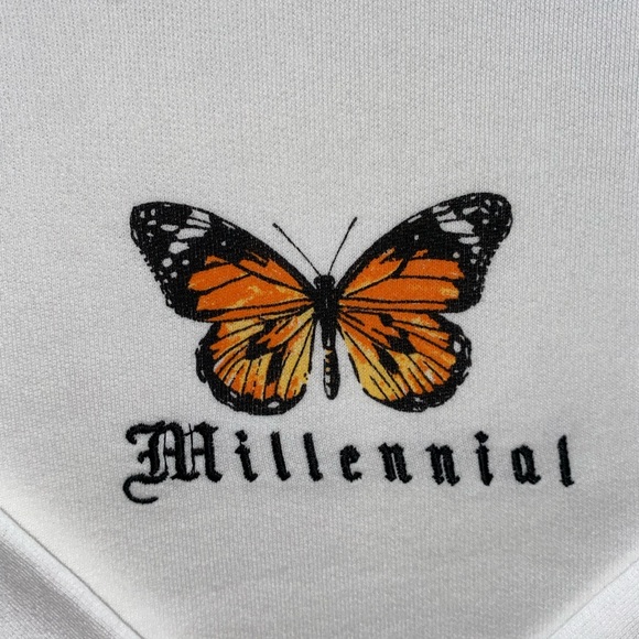 Butterfly Embroidered Cropped Hoodie - Picture 5 of 6